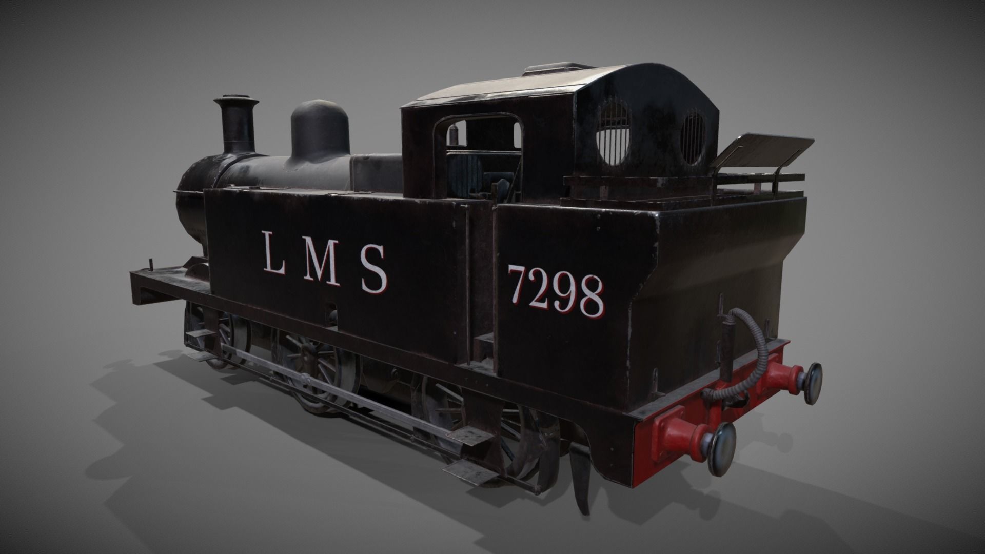 Train set wagon with tank Low-poly 3D model_19
