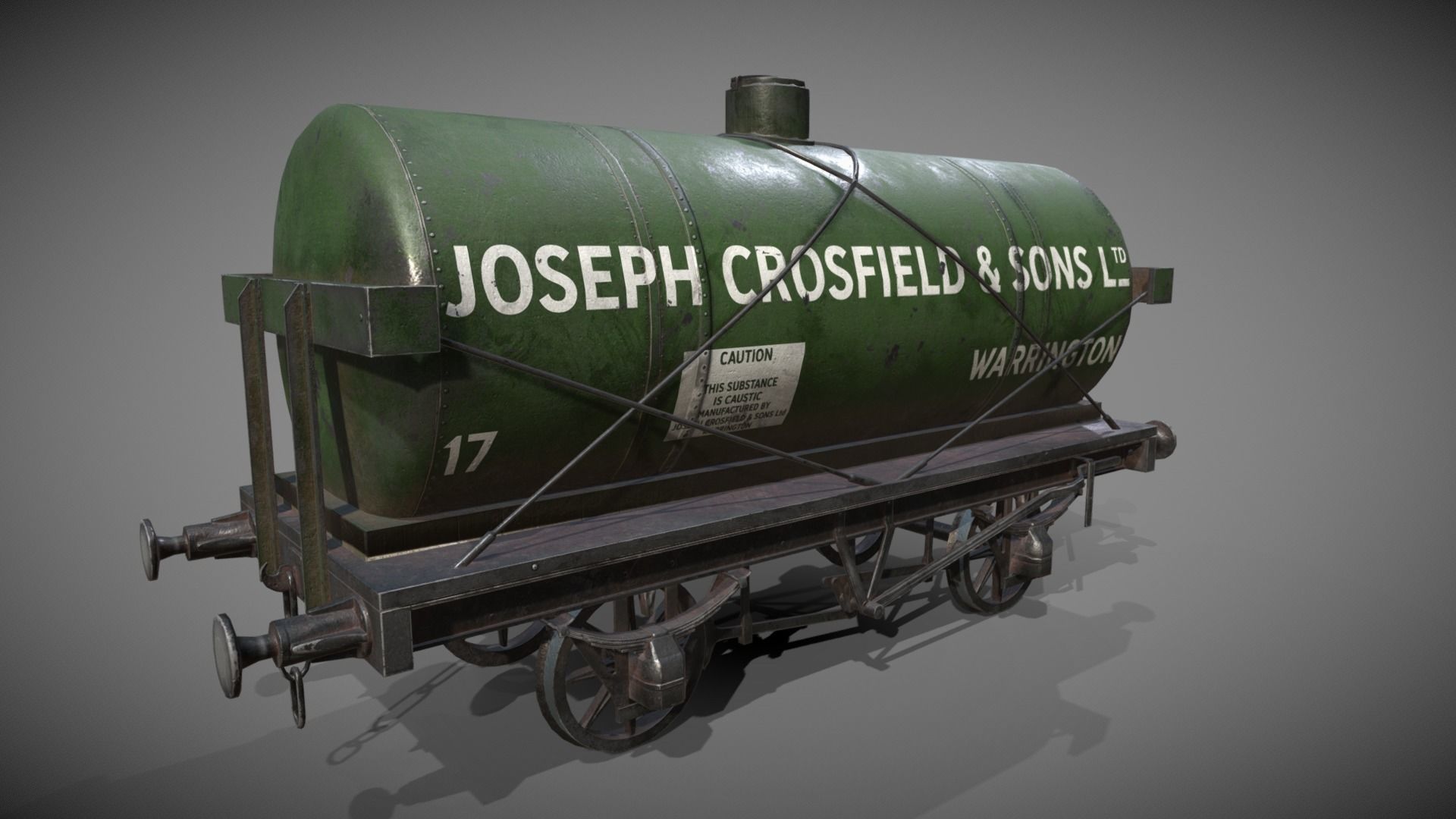 Train set wagon with tank Low-poly 3D model_48
