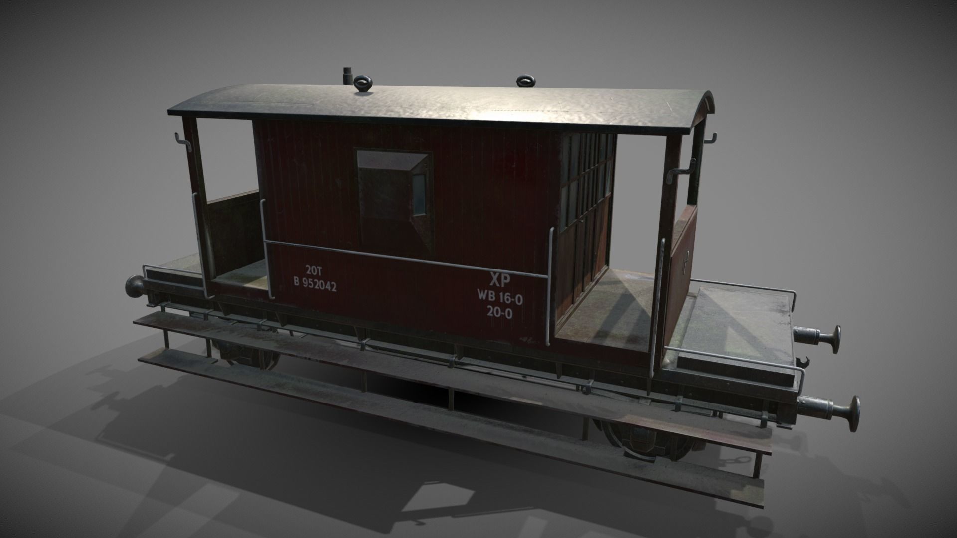 Train set wagon with tank Low-poly 3D model_64