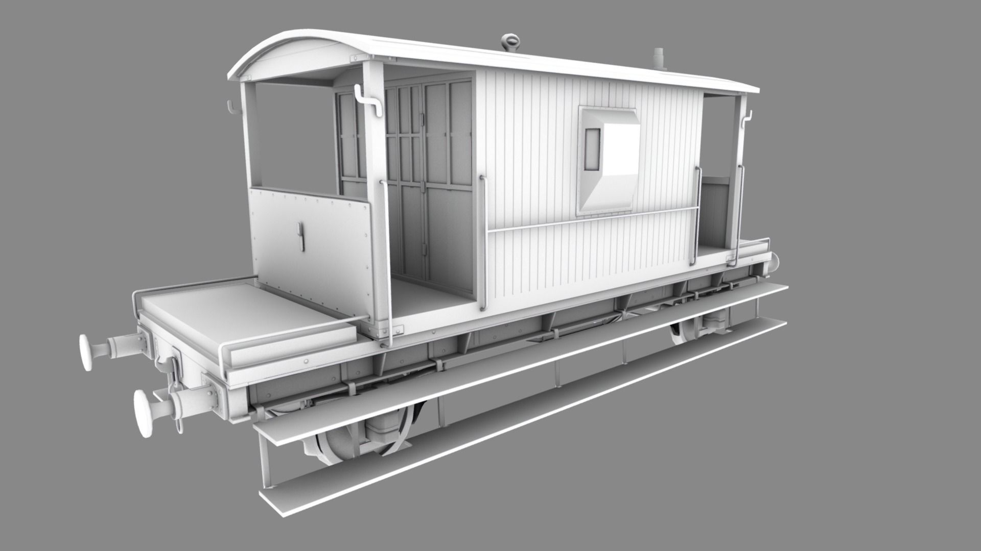 Train set wagon with tank Low-poly 3D model_68
