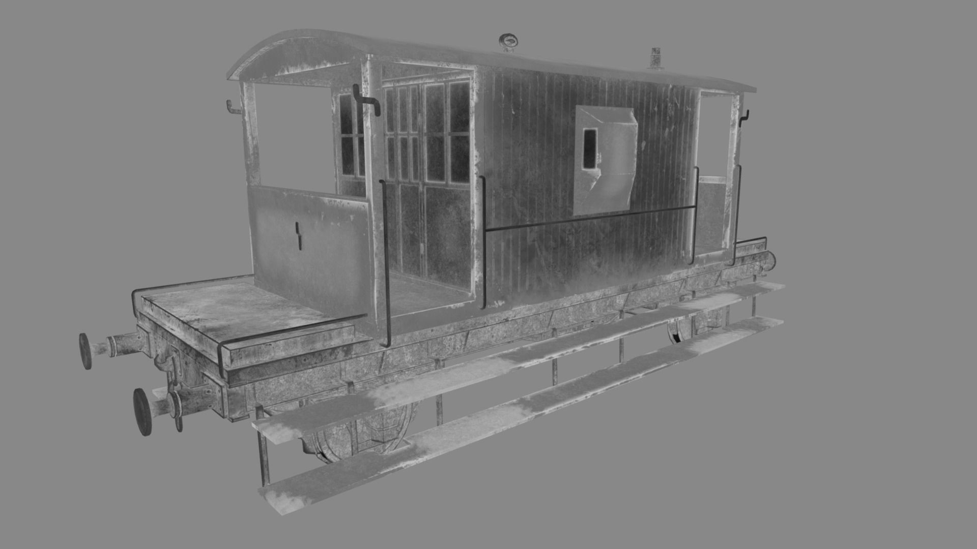 Train set wagon with tank Low-poly 3D model_70