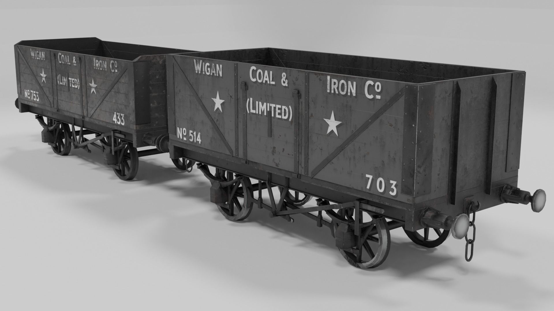 Train set wagon with tank Low-poly 3D model_56