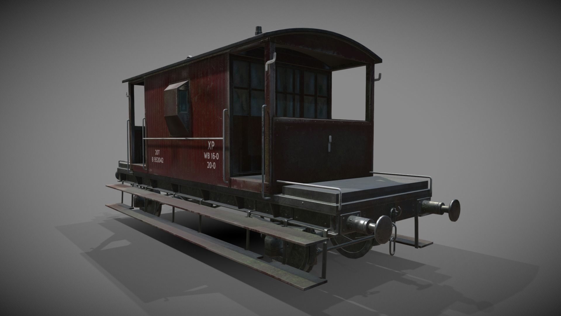 Train set wagon with tank Low-poly 3D model_14
