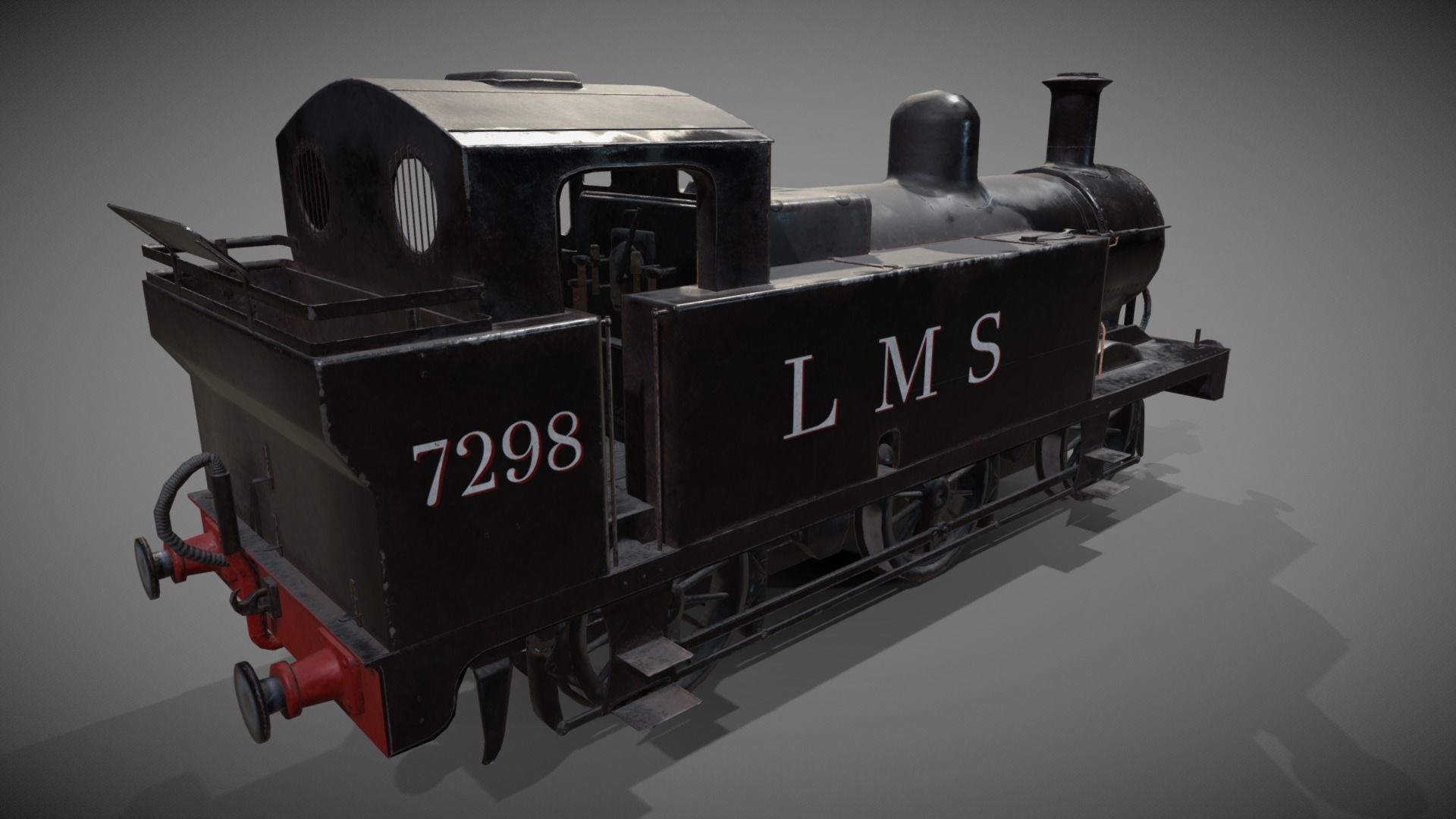 Train set wagon with tank Low-poly 3D model_22