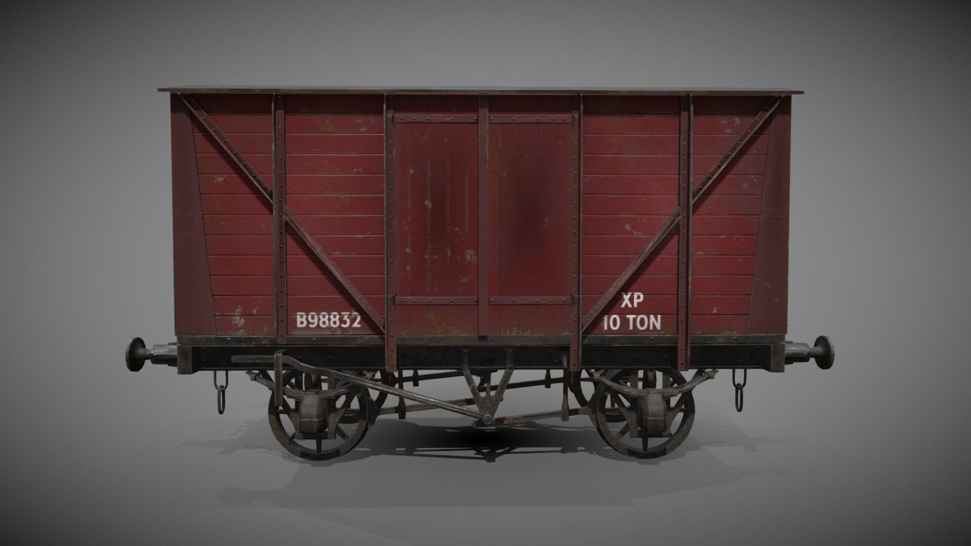 Train set wagon with tank Low-poly 3D model_34