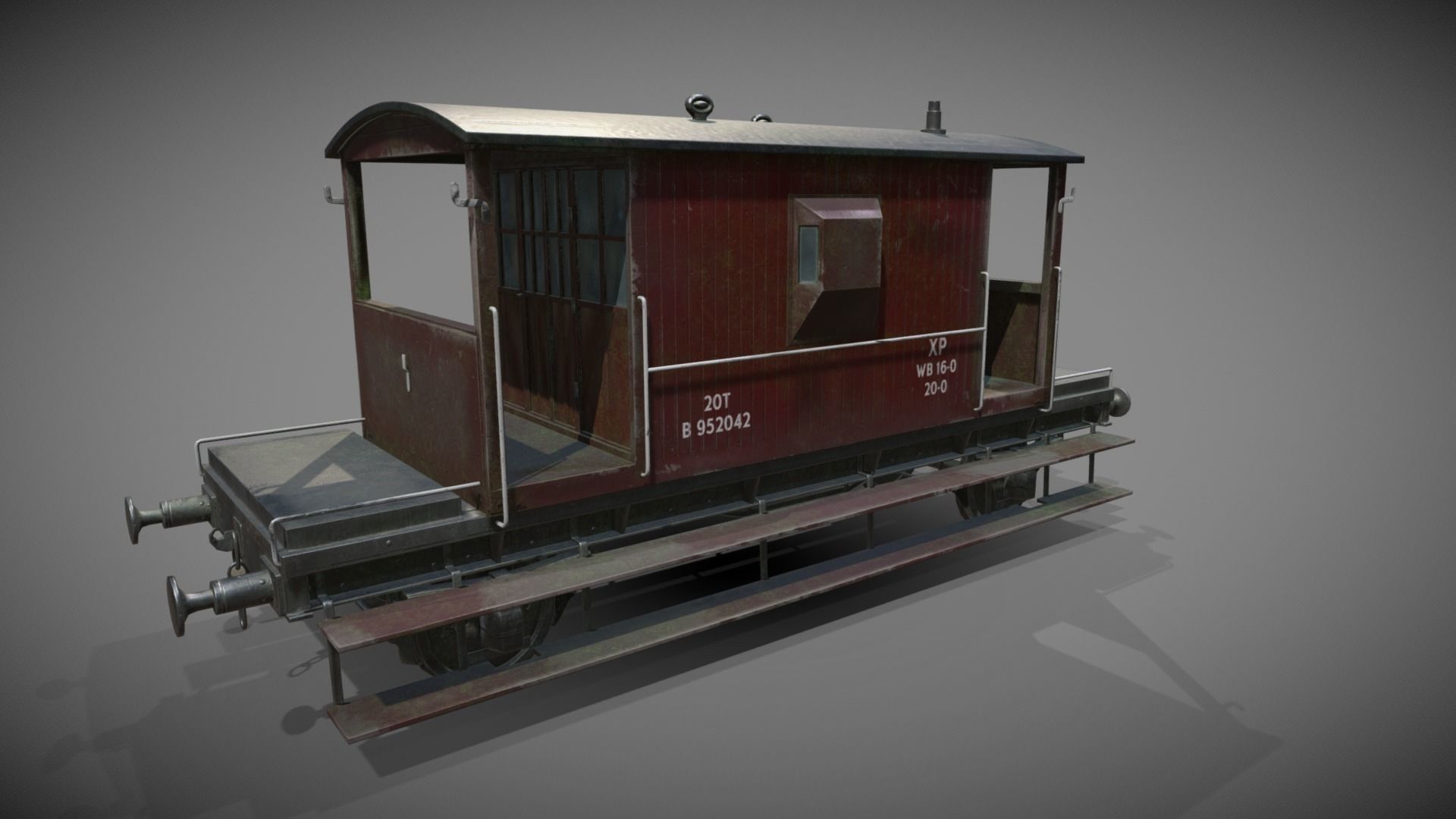 Train set wagon with tank Low-poly 3D model_6