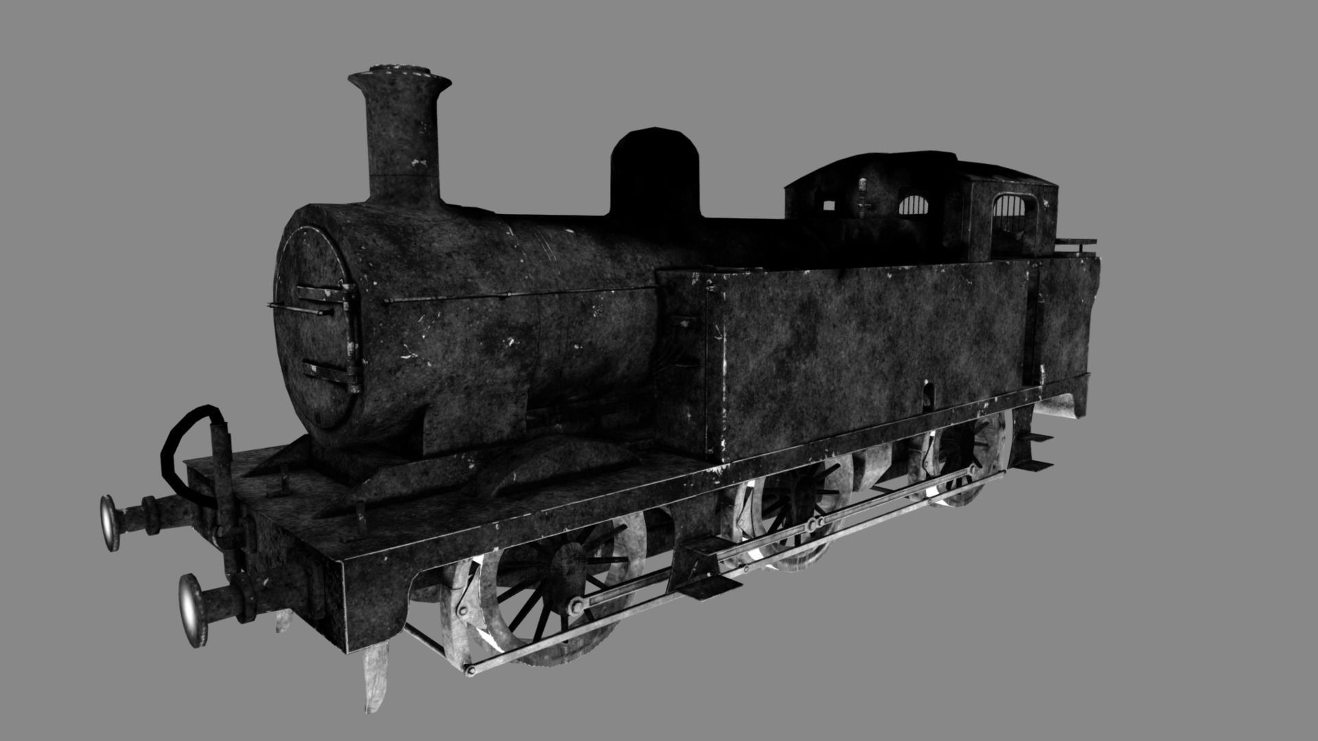 Train set wagon with tank Low-poly 3D model_25