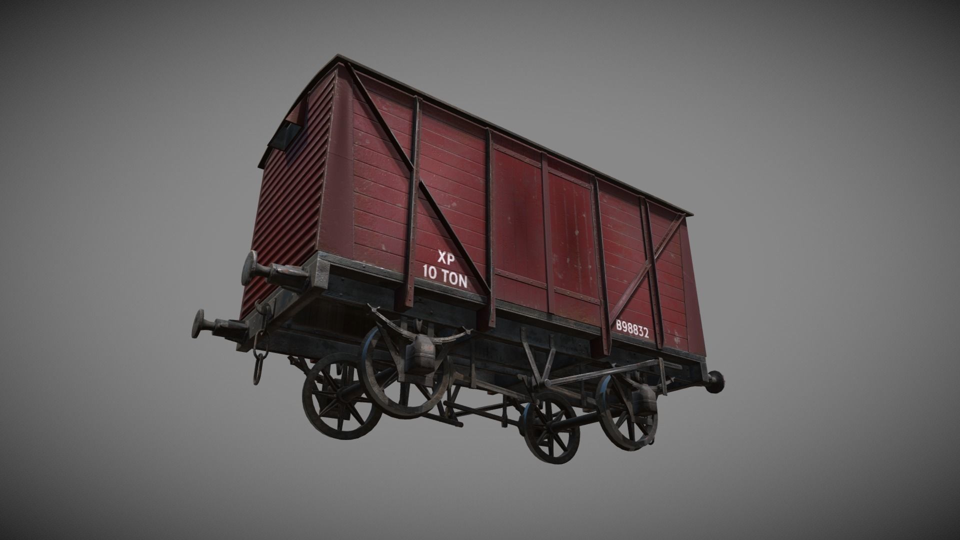 Train set wagon with tank Low-poly 3D model_35