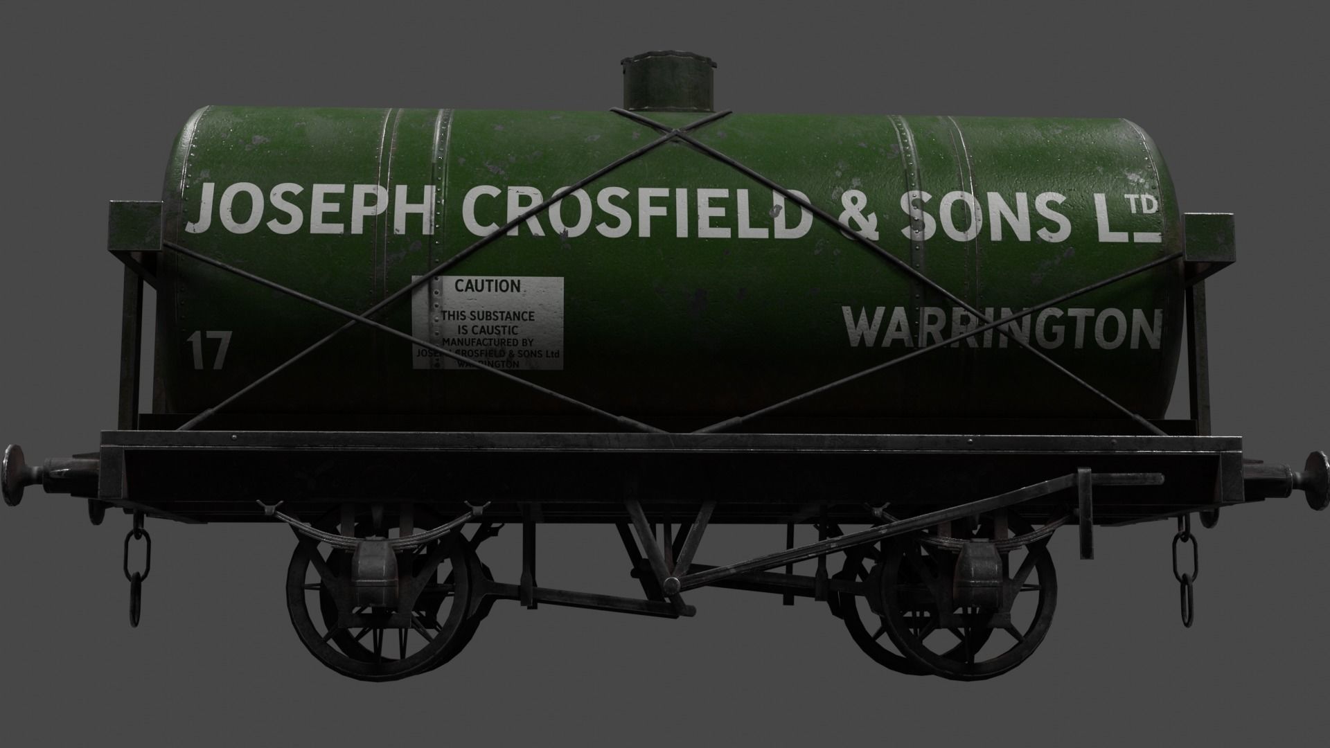 Train set wagon with tank Low-poly 3D model_47