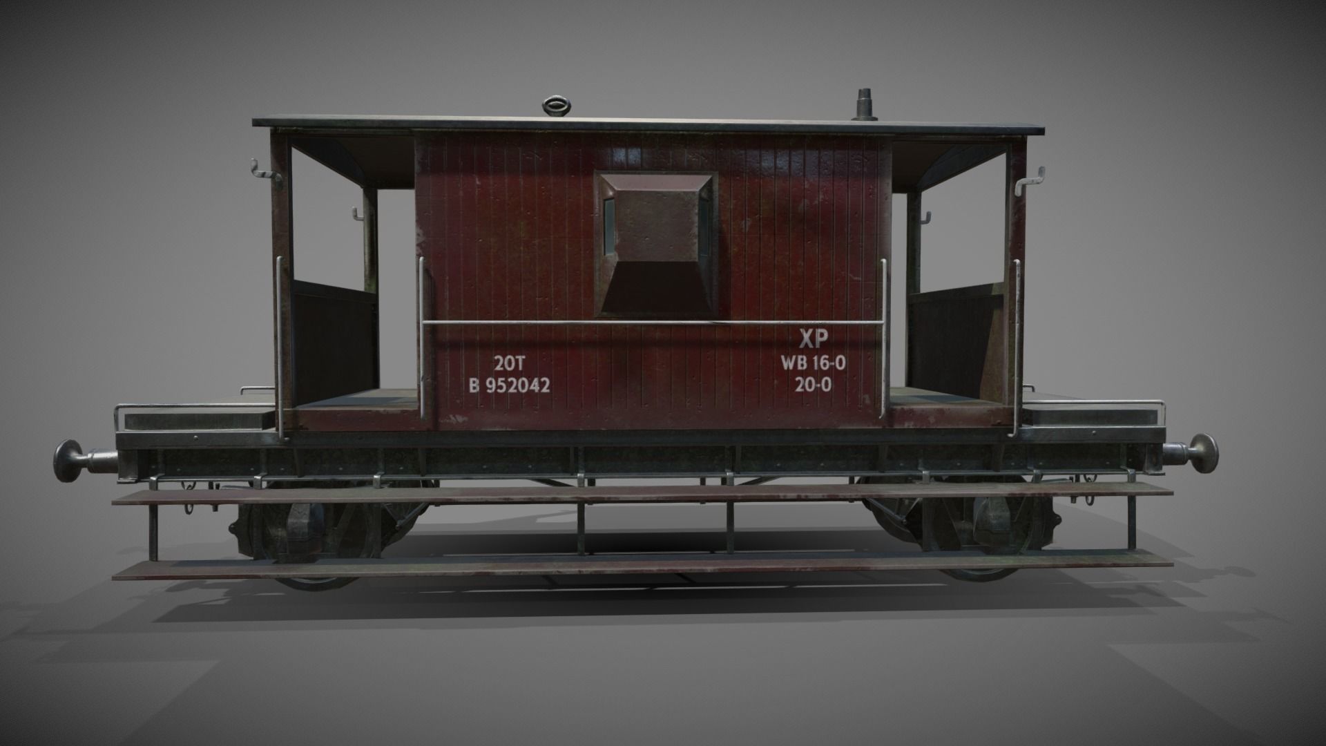Train set wagon with tank Low-poly 3D model_9