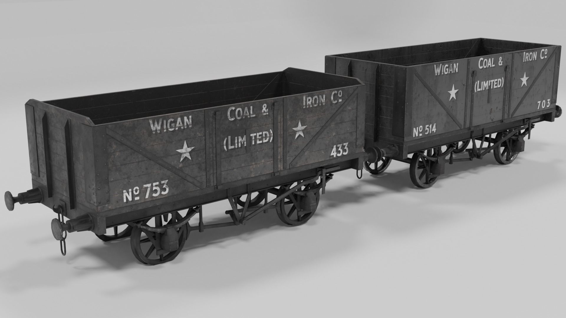 Train set wagon with tank Low-poly 3D model_12