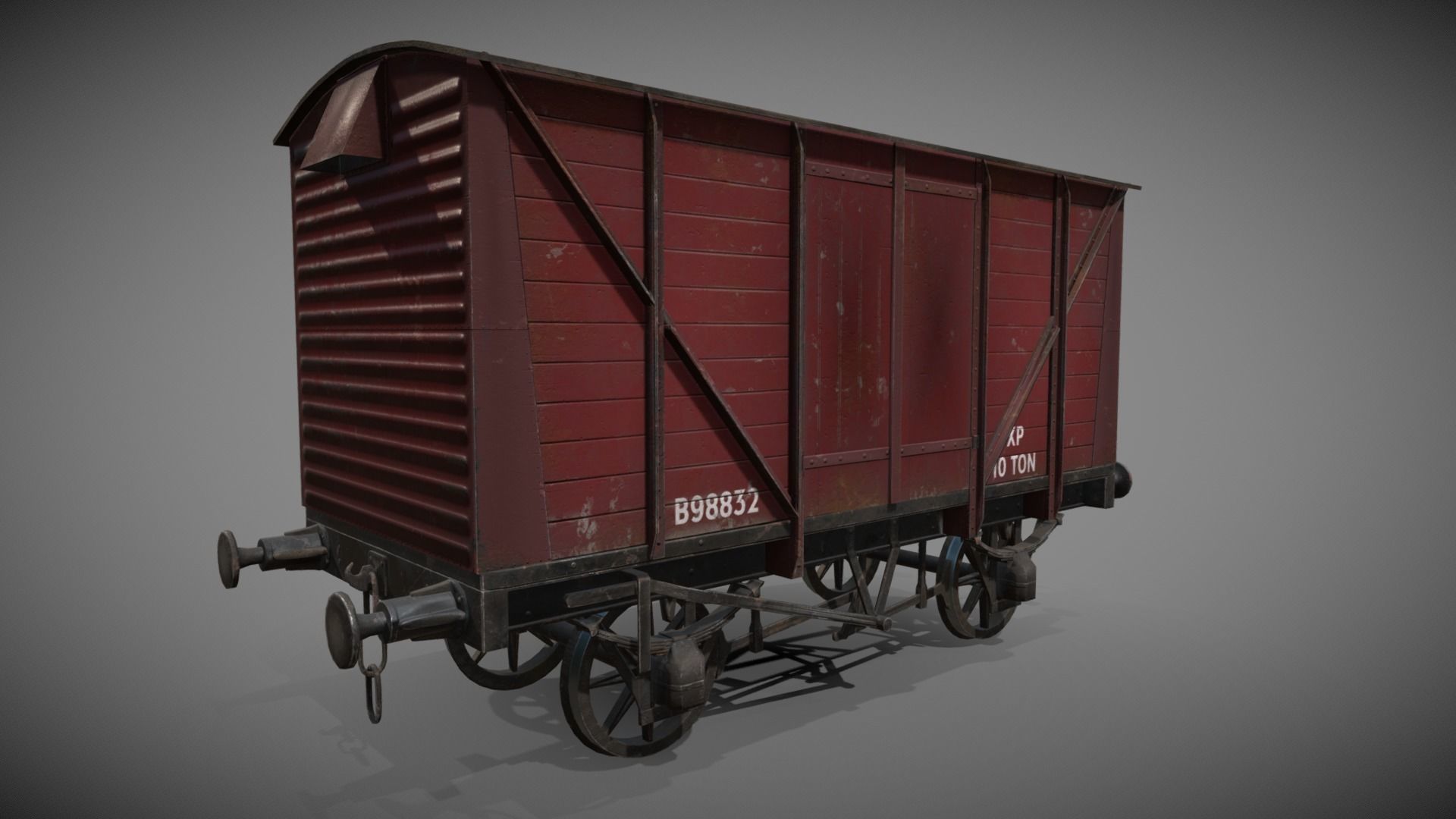 Train set wagon with tank Low-poly 3D model_8