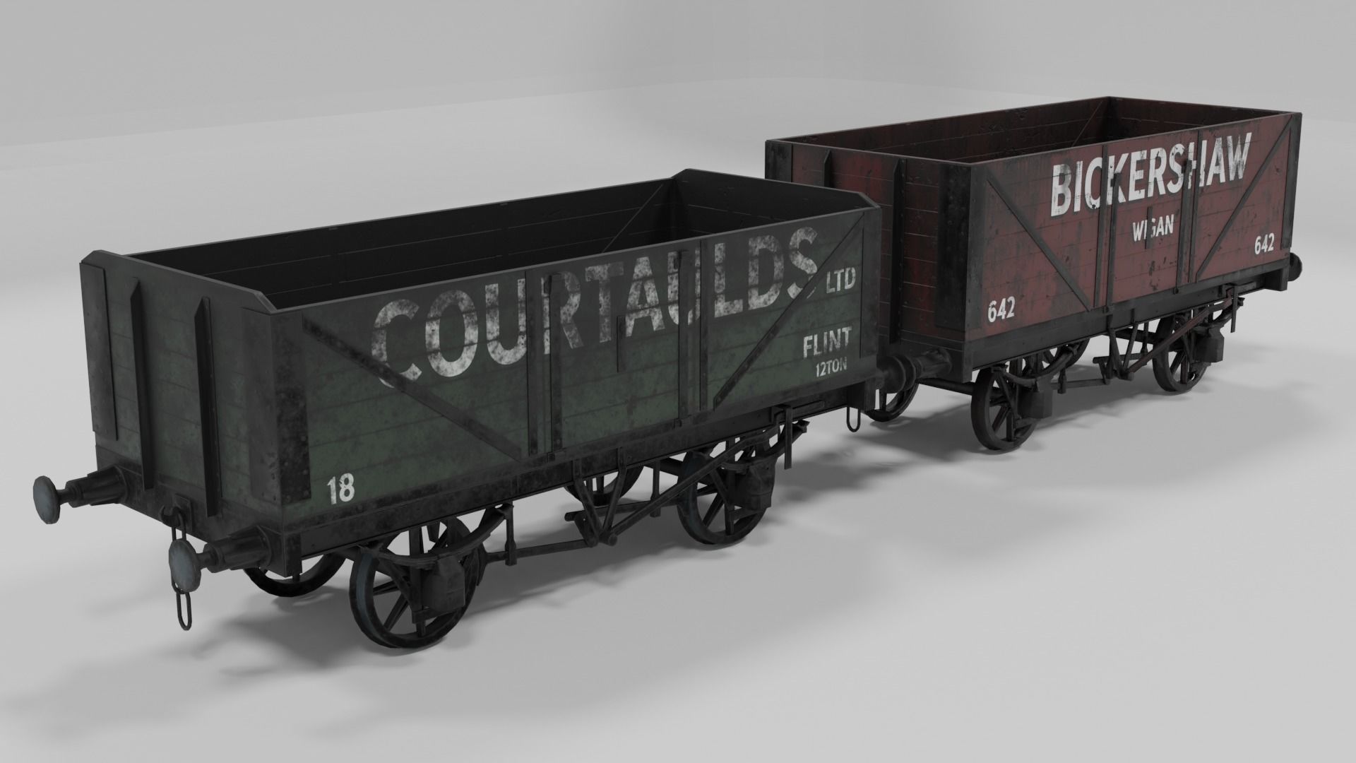 Train set wagon with tank Low-poly 3D model_57