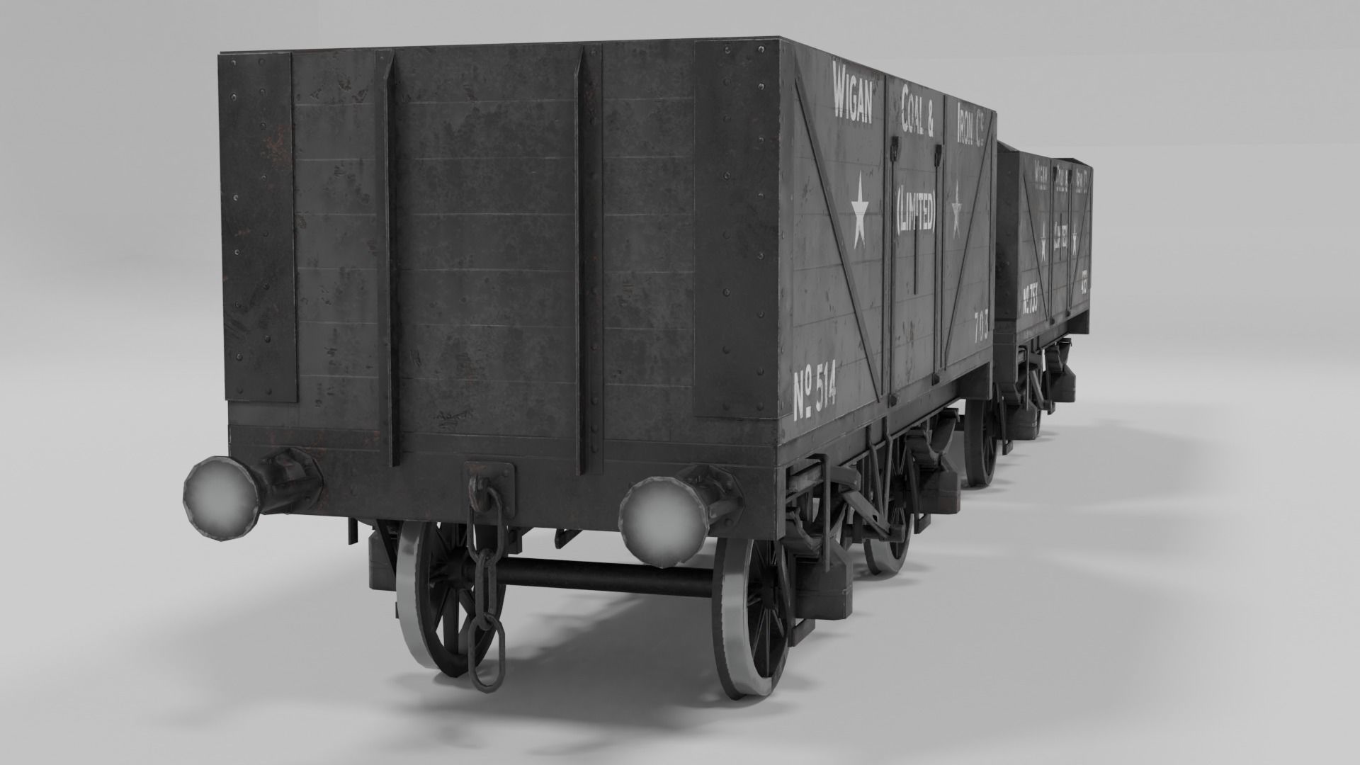 Train set wagon with tank Low-poly 3D model_60