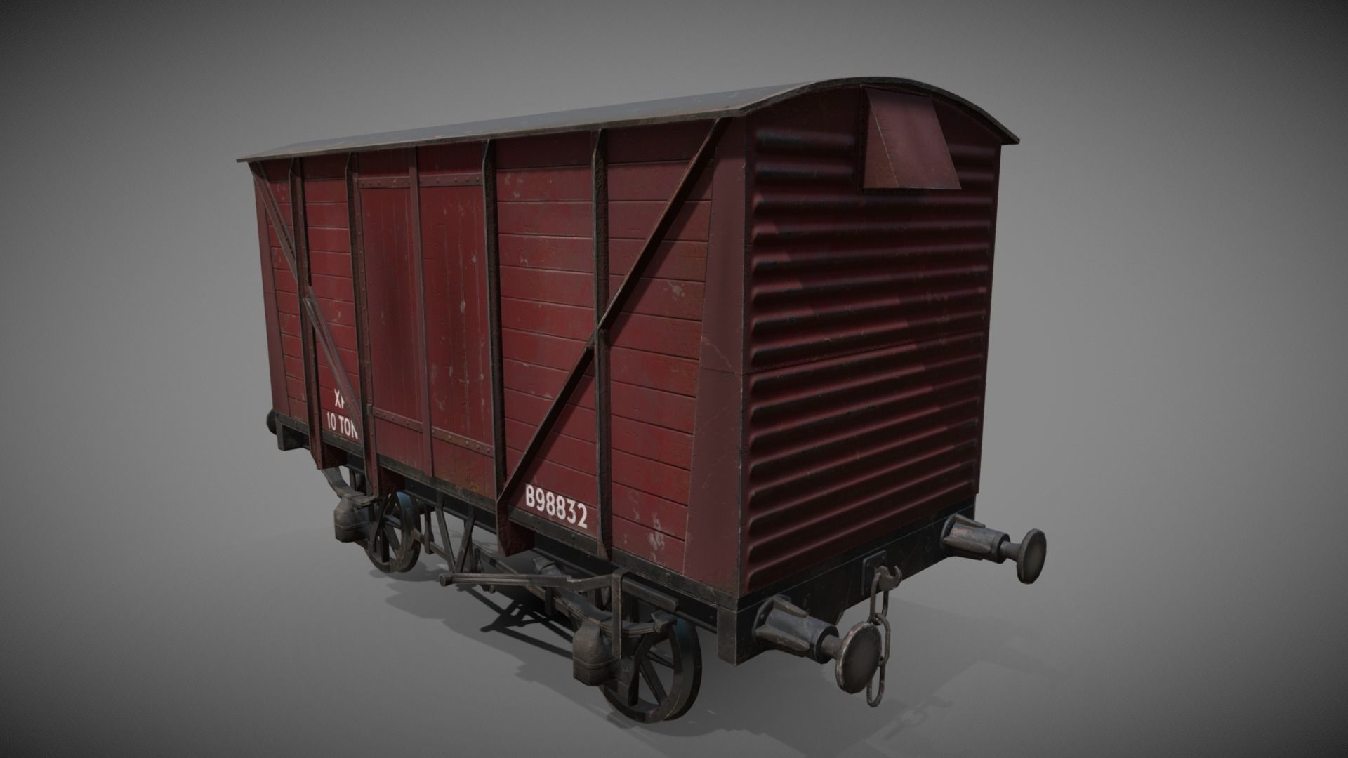 Train set wagon with tank Low-poly 3D model_32