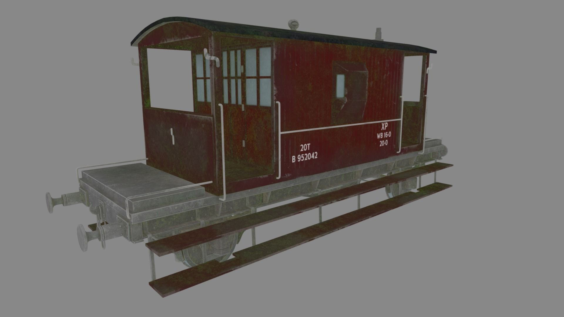 Train set wagon with tank Low-poly 3D model_71
