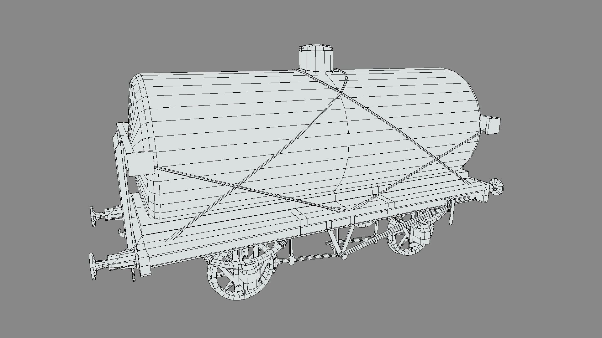 Train set wagon with tank Low-poly 3D model_50