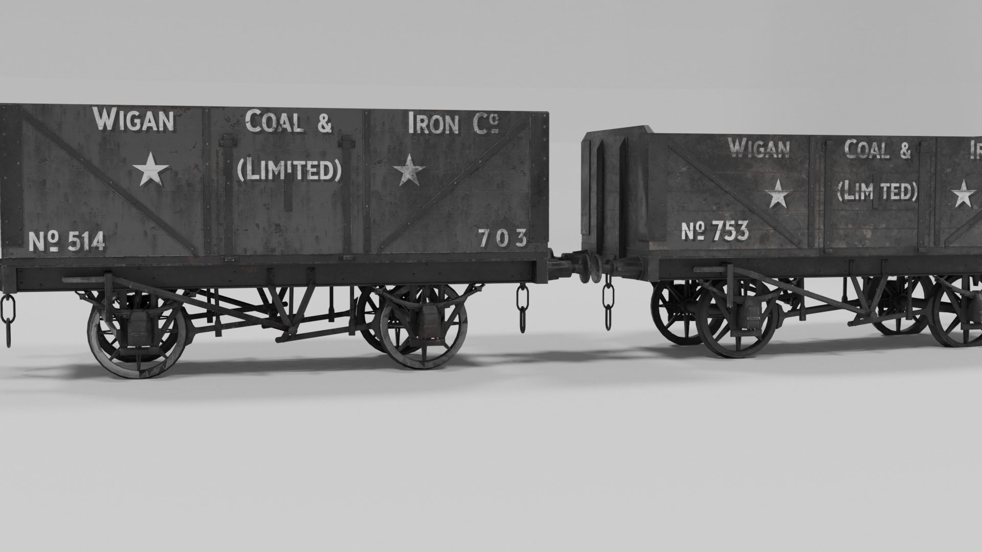 Train set wagon with tank Low-poly 3D model_58