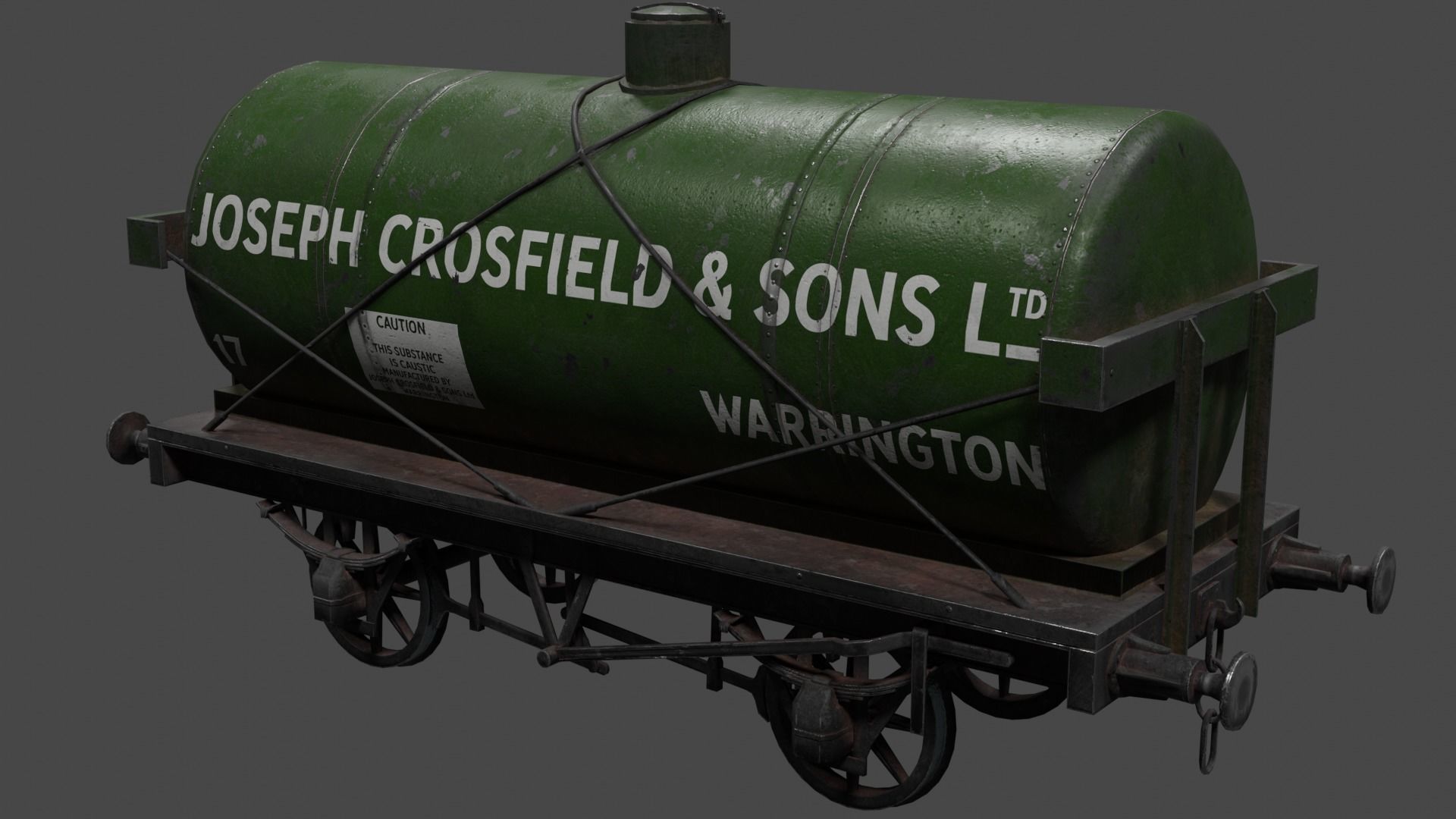 Train set wagon with tank Low-poly 3D model_46