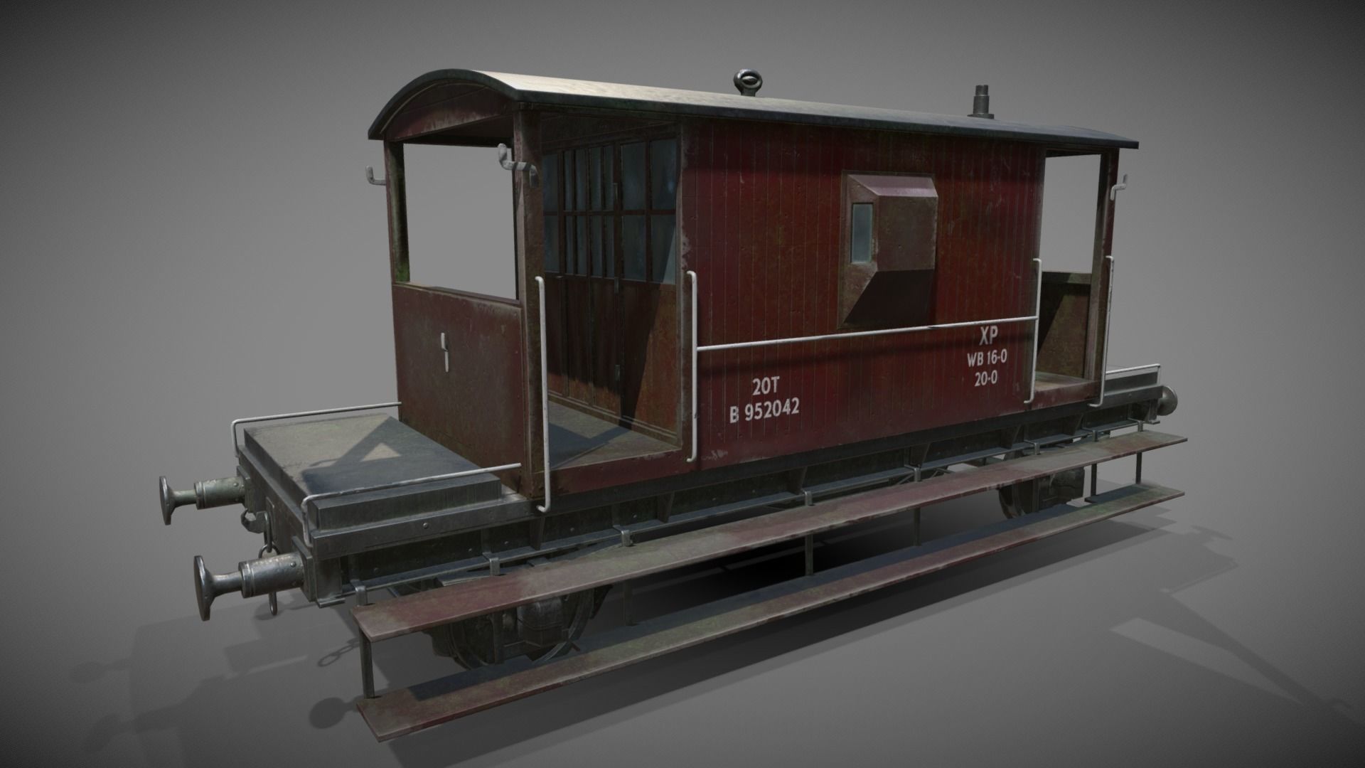 Train set wagon with tank Low-poly 3D model_65