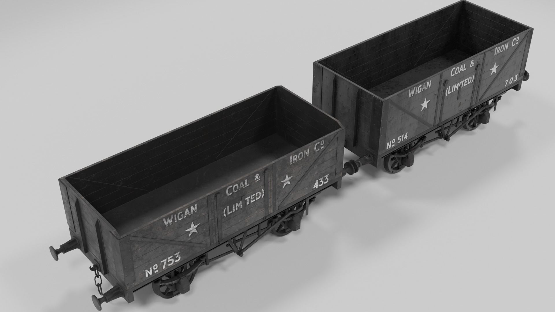 Train set wagon with tank Low-poly 3D model_59