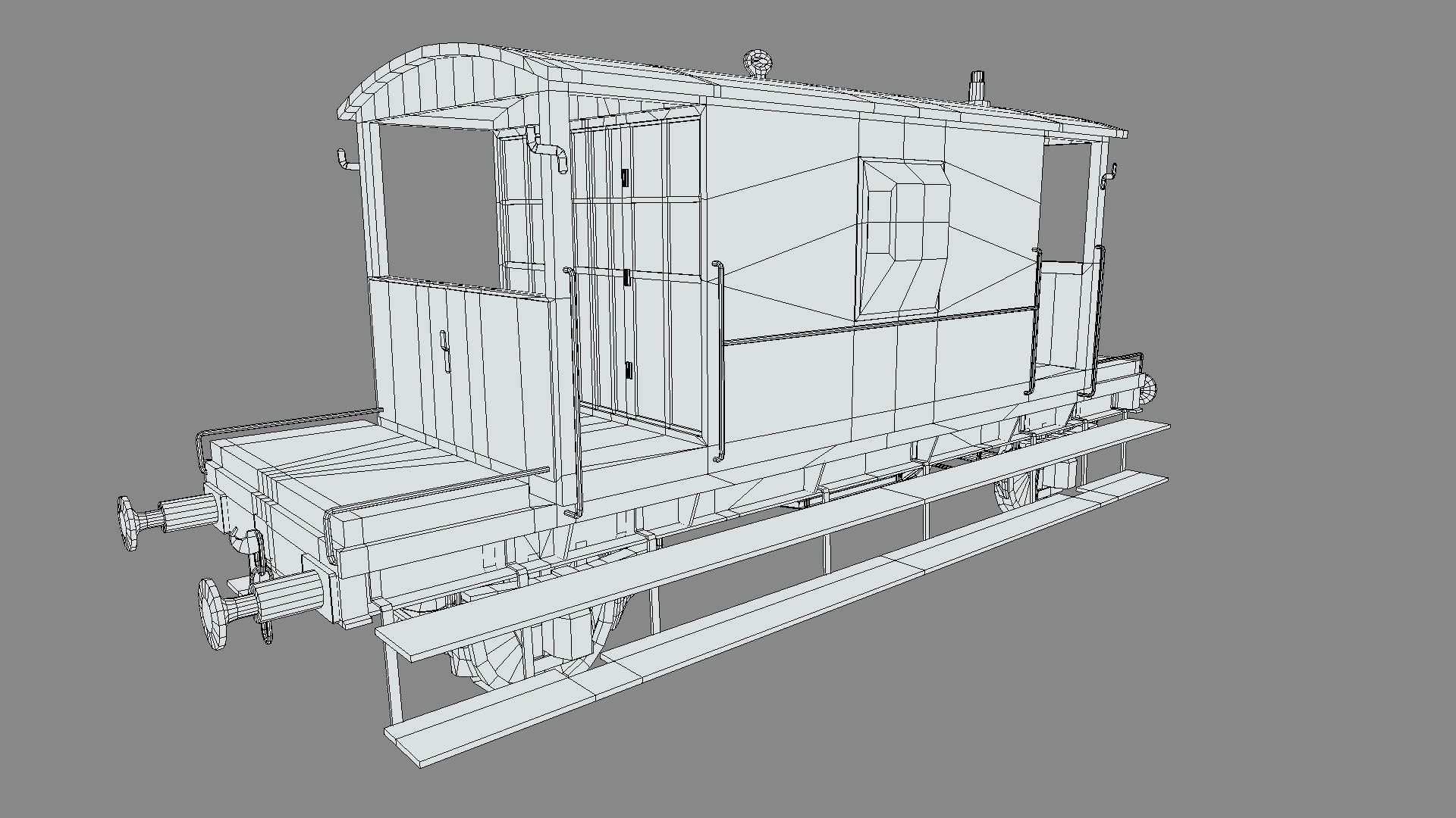 Train set wagon with tank Low-poly 3D model_67