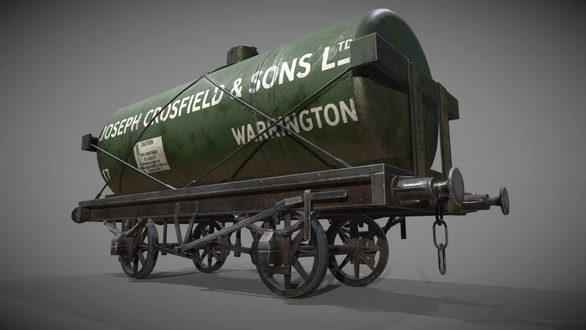 Train set wagon with tank Low-poly 3D model_44