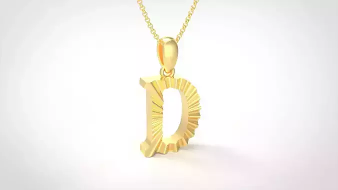 Model 421 Alphabets Necklace  The Letter D Necklace Wave 3D print model