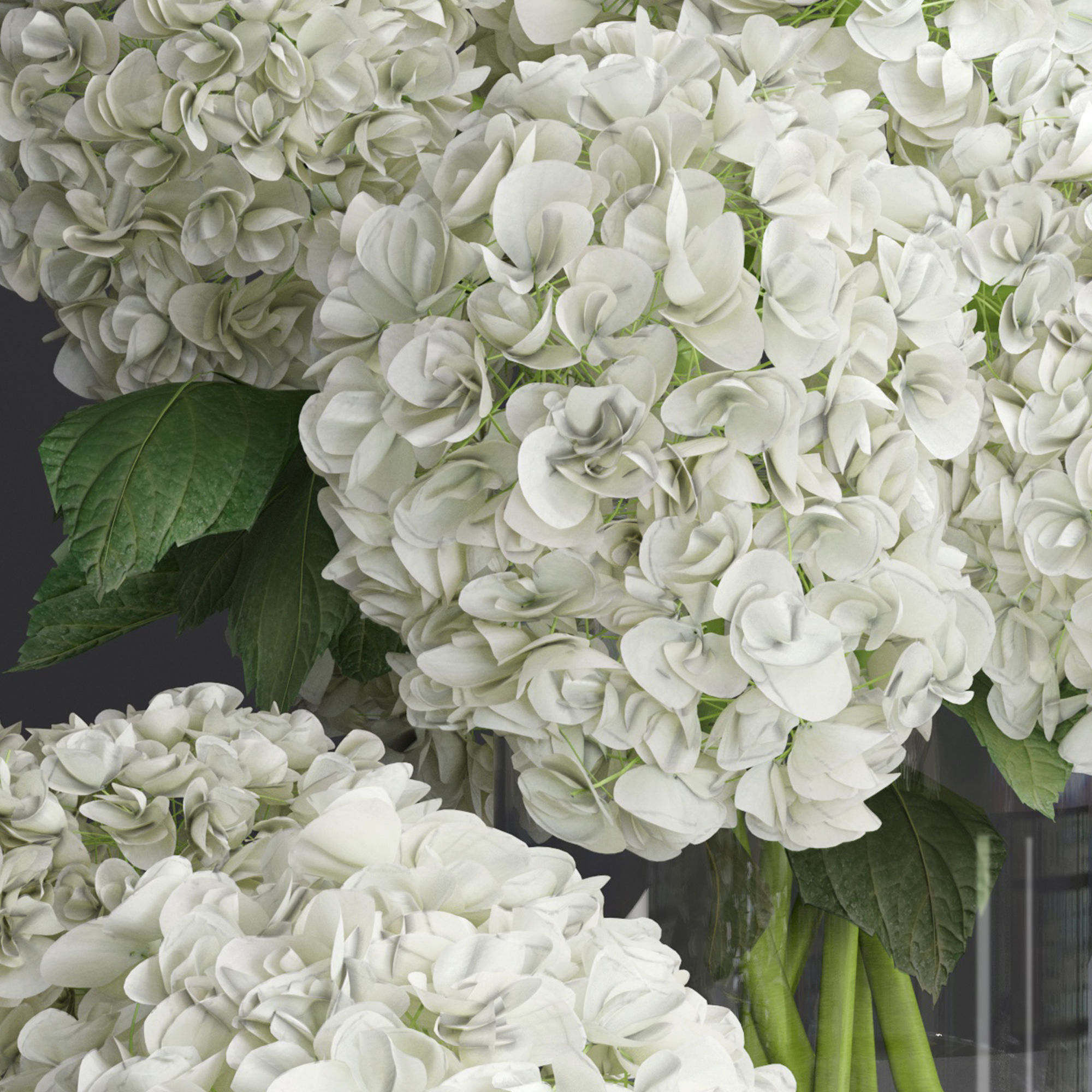 Hydrangea and peony Bouquet Flower plant Vase decorative set 3D model_8