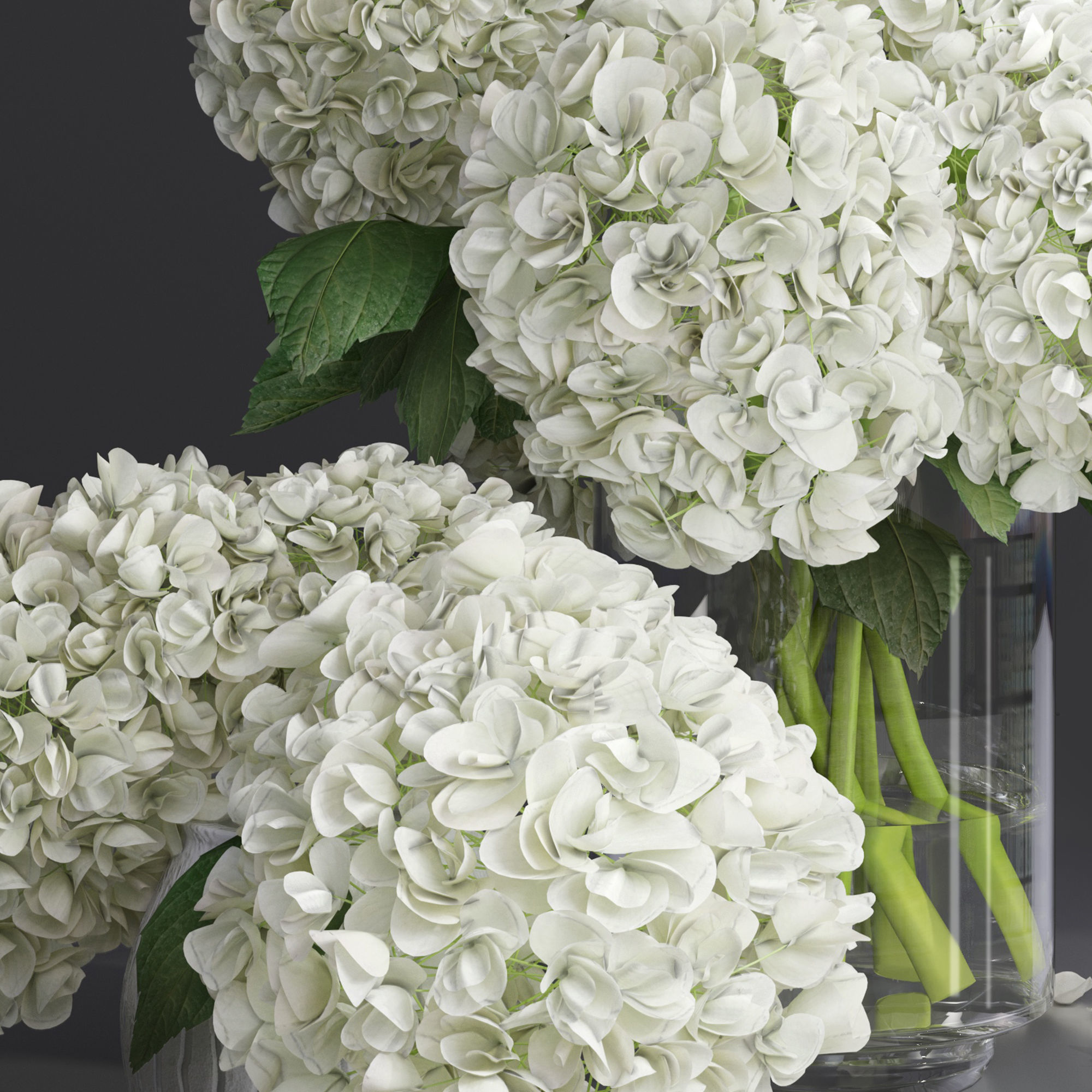 Hydrangea and peony Bouquet Flower plant Vase decorative set 3D model_6