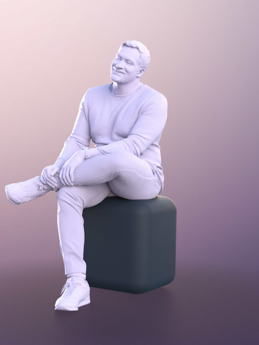 Sahir 11015 - Smiling Man Sitting With Crossed Legs 3D model_4