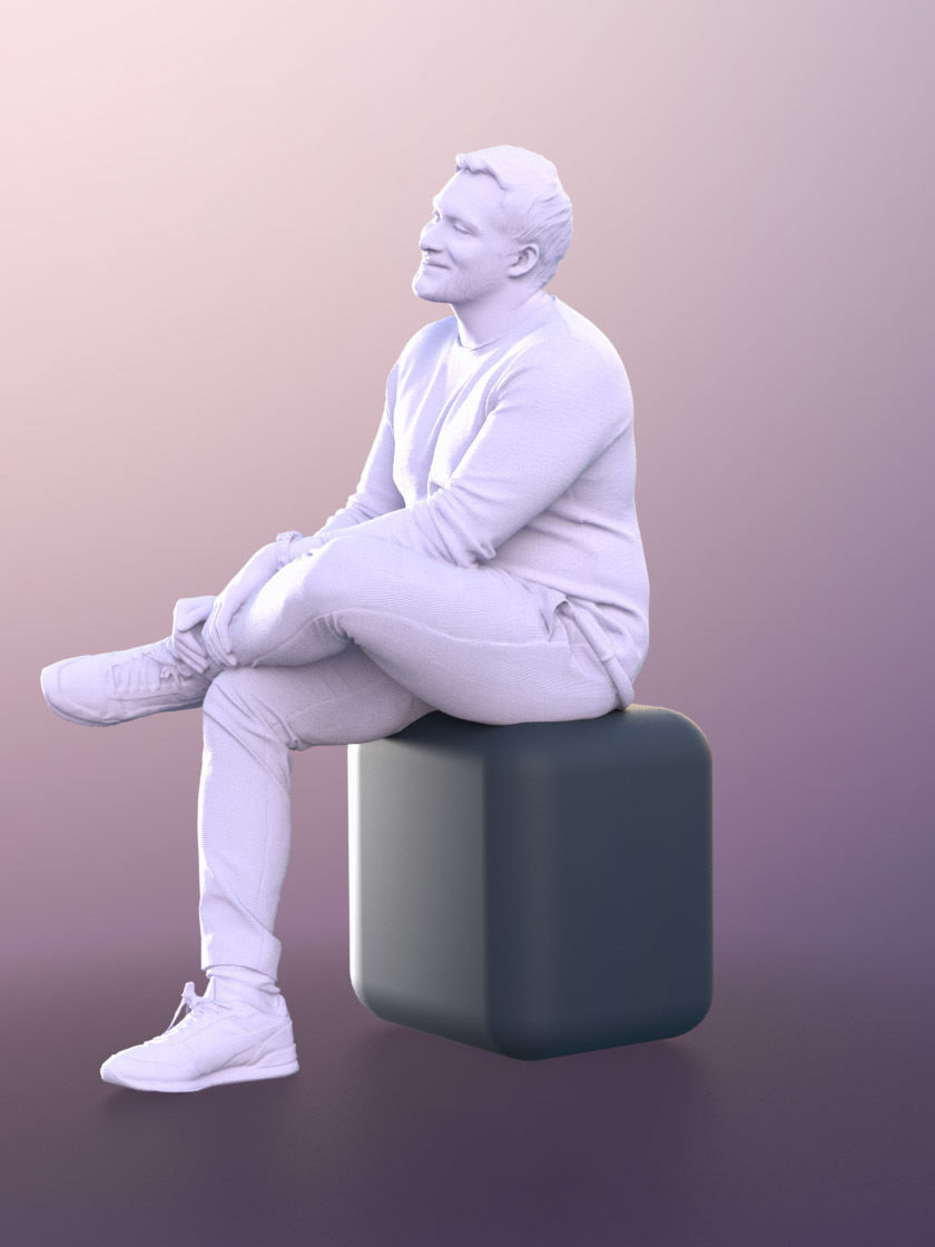 Sahir 11015 - Smiling Man Sitting With Crossed Legs 3D model_5