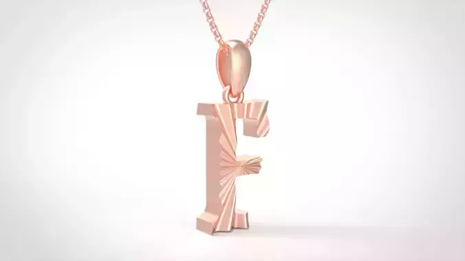 Model 423 Alphabets Necklace  The Letter F Necklace Wave 3D print model