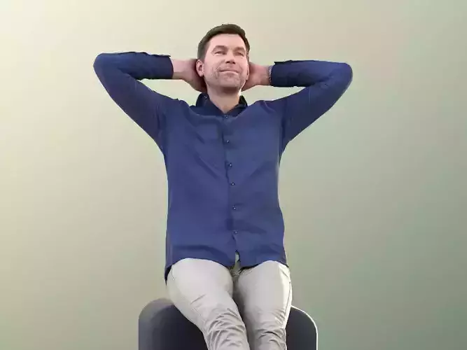 Lars 10964 - Sitting Man With Arms Behind His Head 3D model