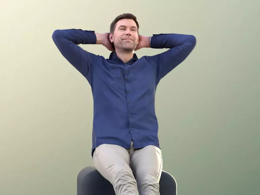 Lars 10964 - Sitting Man With Arms Behind His Head 3D model_0