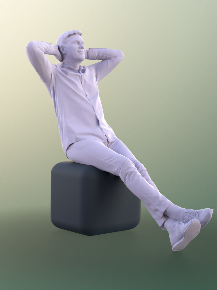 Lars 10964 - Sitting Man With Arms Behind His Head 3D model_5