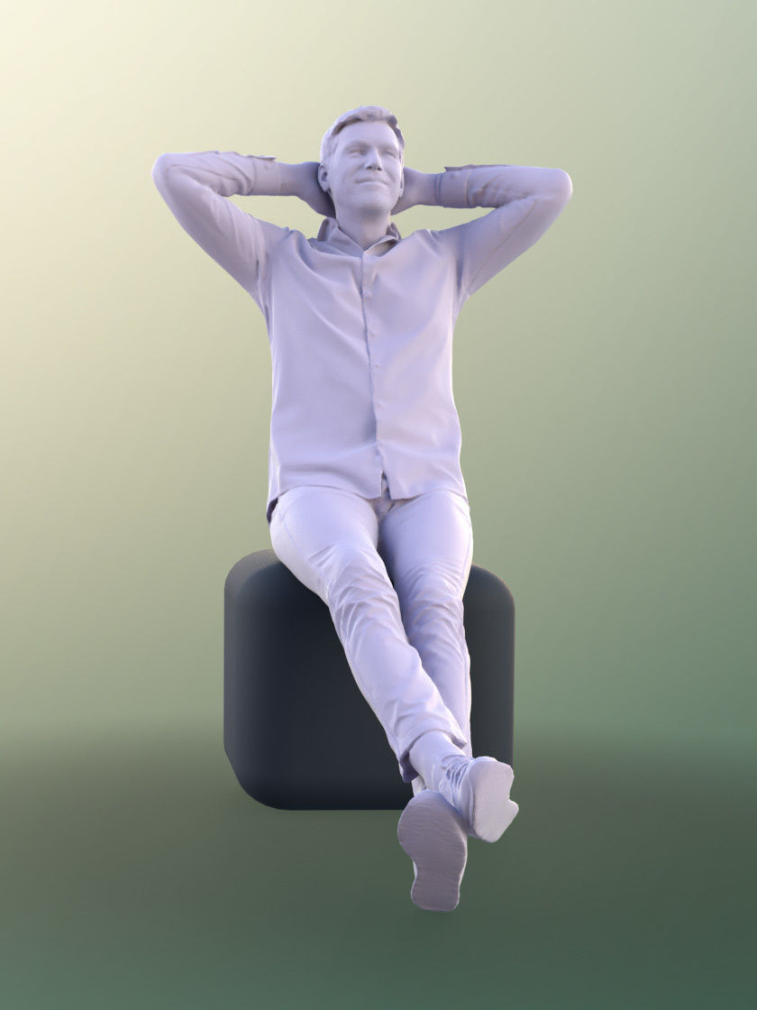 Lars 10964 - Sitting Man With Arms Behind His Head 3D model_4