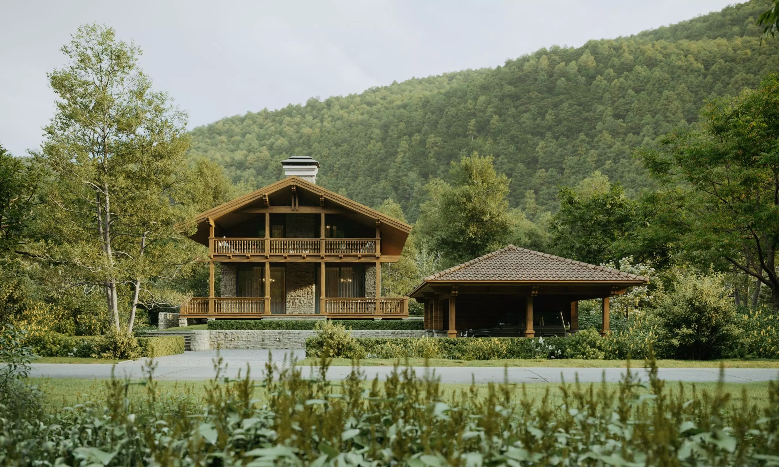 Georgia log cabin in forest 3D model