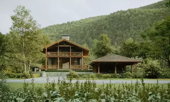 Georgia log cabin in forest