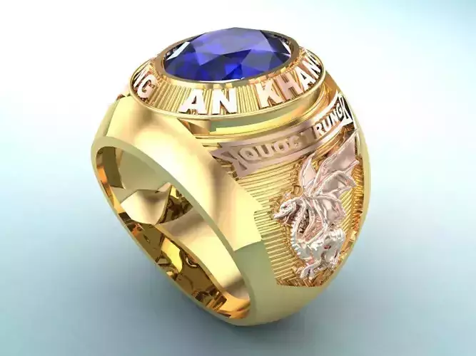 Dragon Ring - War Ring - Army Ring - Mens Oval Stone Ring - N821