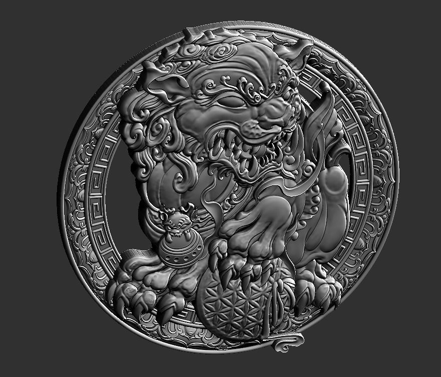 foo dog 3D print model_9