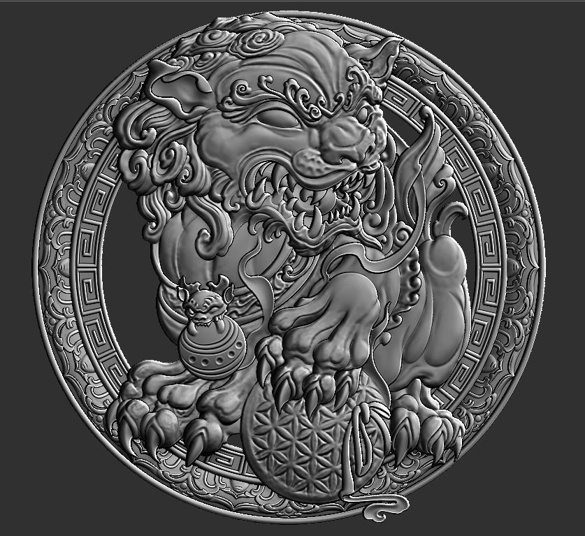 foo dog 3D print model_8