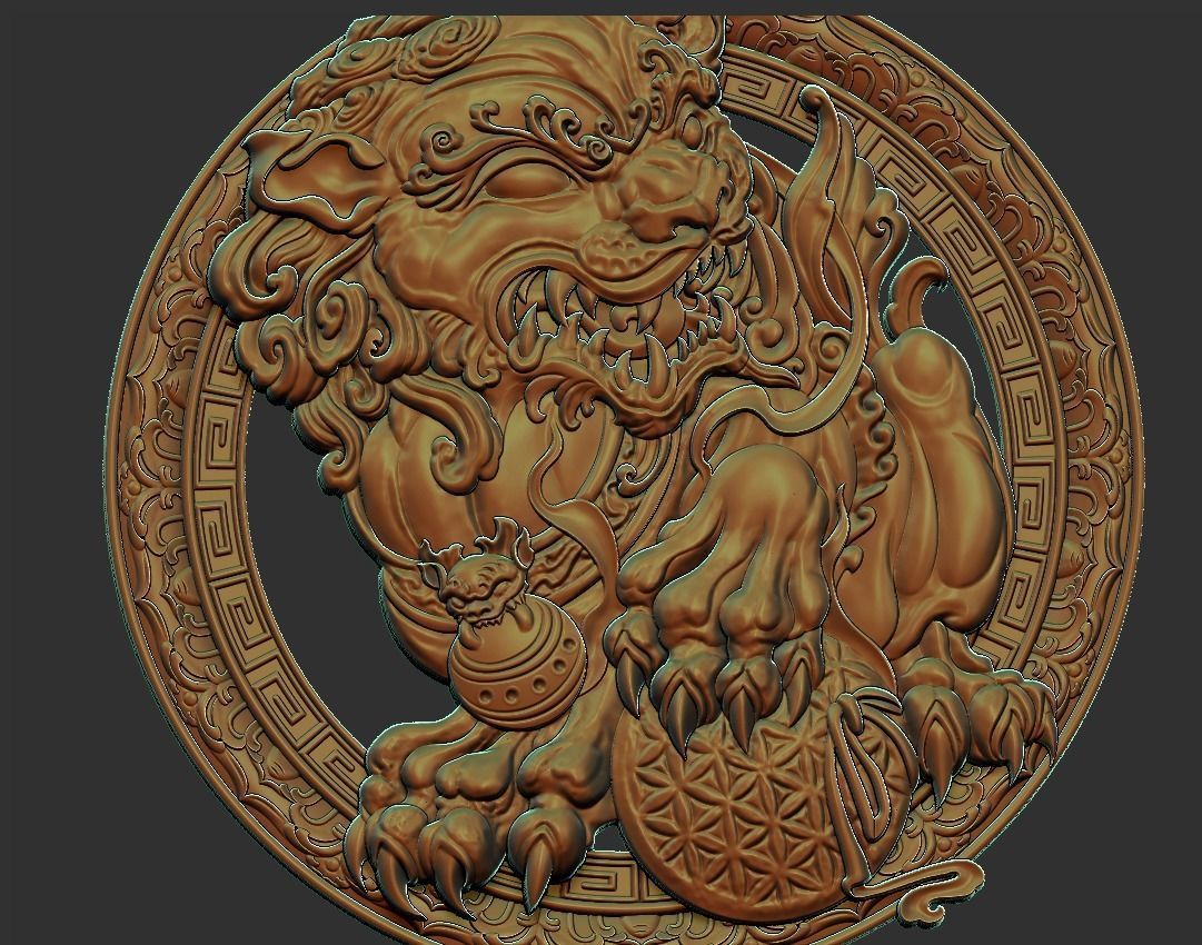 foo dog 3D print model_6