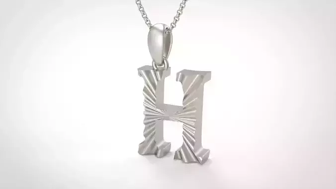 Model 425 Alphabets Necklace  The Letter H Necklace Wave 3D print model