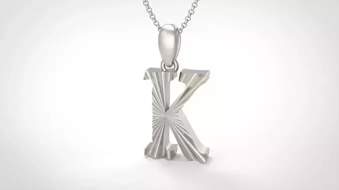 Model 428 Alphabets Necklace  The Letter K Necklace Wave 3D print model