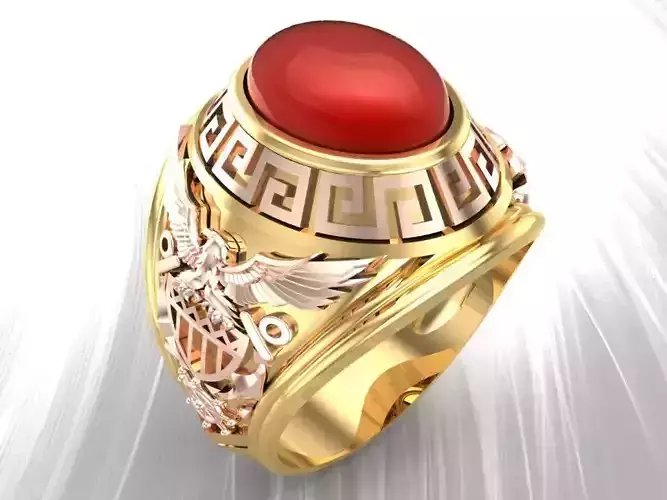 Eagle ring - War rings - Army ring - Mens oval stone ring - N900