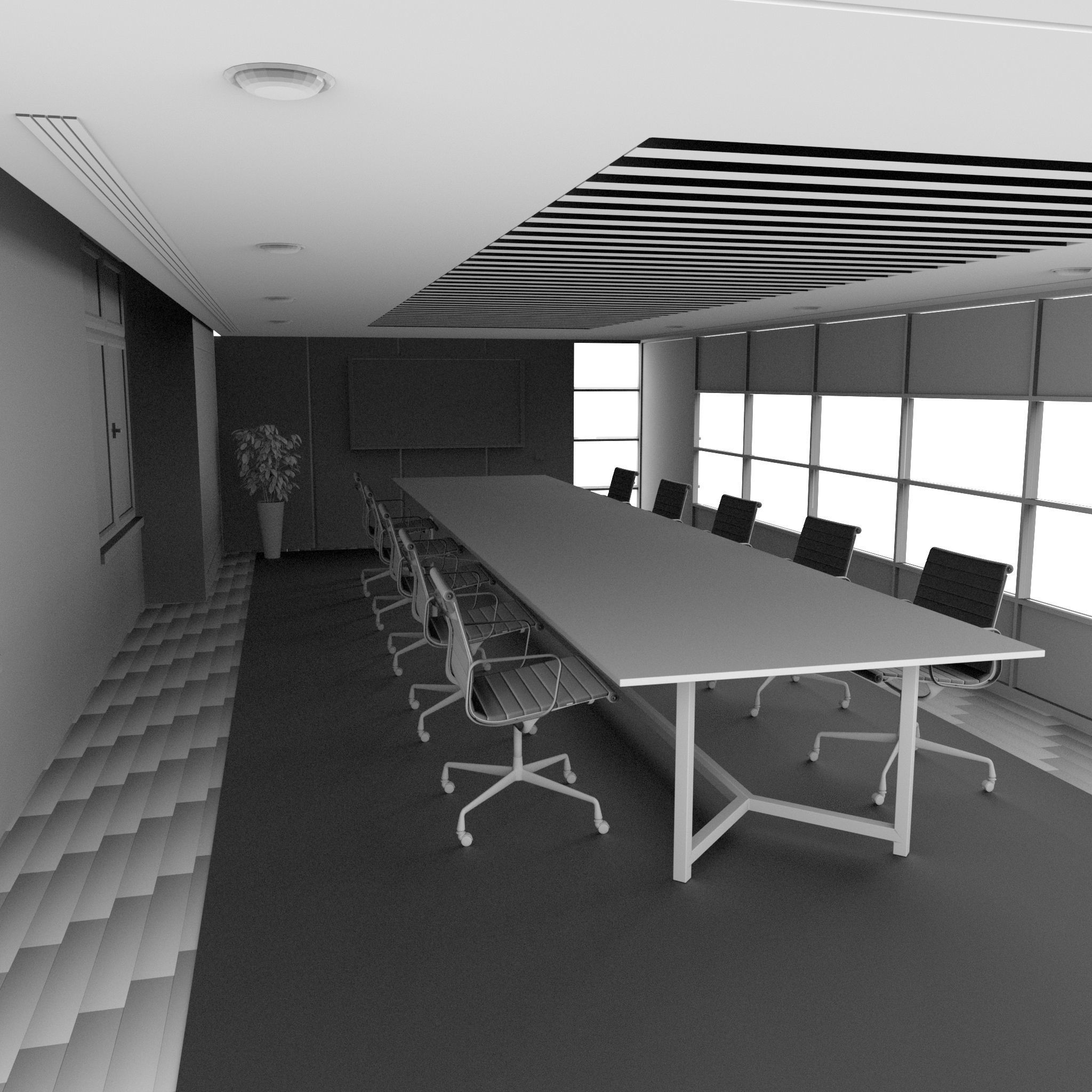Office Space Interior 3D model Free low-poly 3D model_14