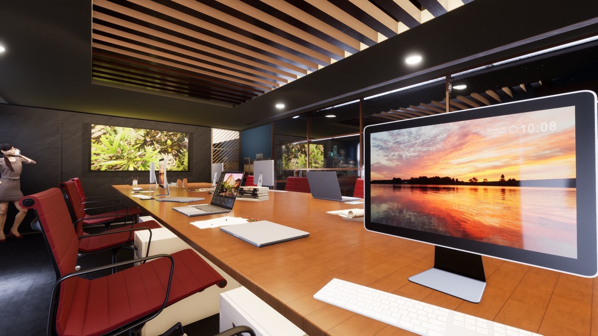 Office Space Interior 3D model Free low-poly 3D model_8