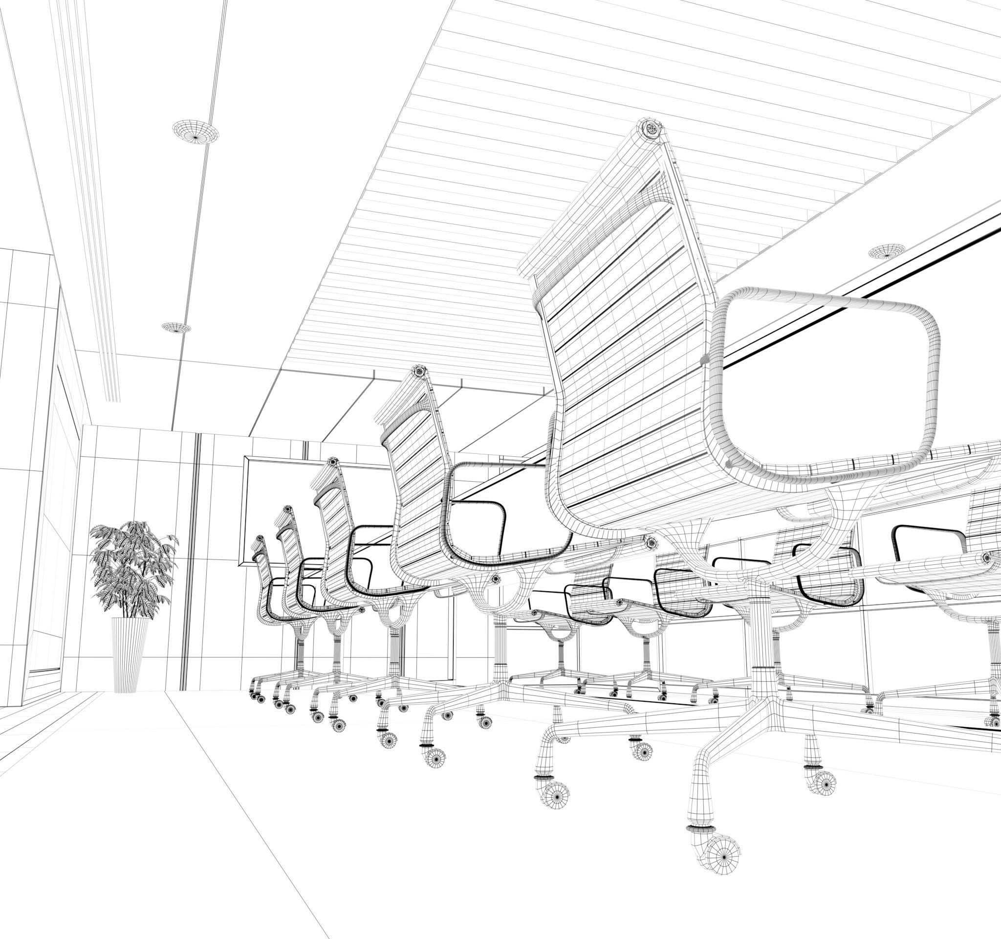 Office Space Interior 3D model Free low-poly 3D model_13