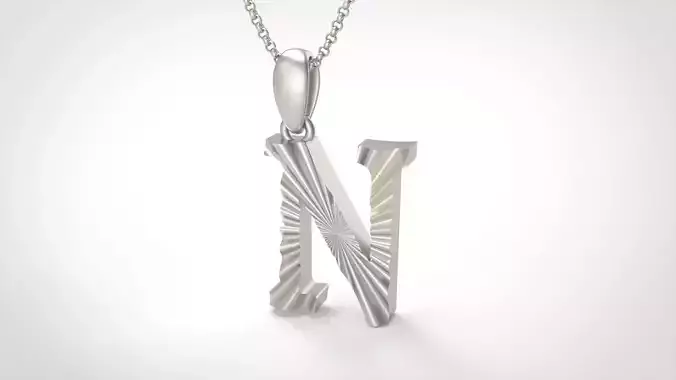 Model 431 Alphabets Necklace  The Letter N Necklace Wave 3D print model